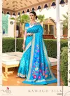 Sky Blue Designer Rajtex Kawach Handloom Weaving Silk Wedding Wear Saree 124005